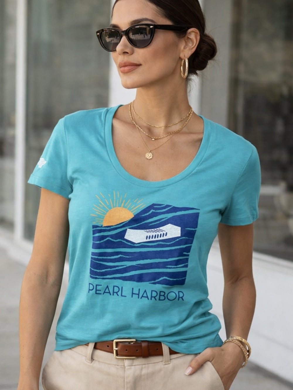 United Legacy Outfitters Pearl Harbor Memorial Sunrise Ladies Cut Tee Size Med
